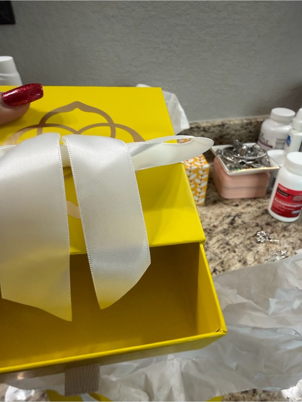 Kendra Scott Yellow Gift Bag with White Tissue